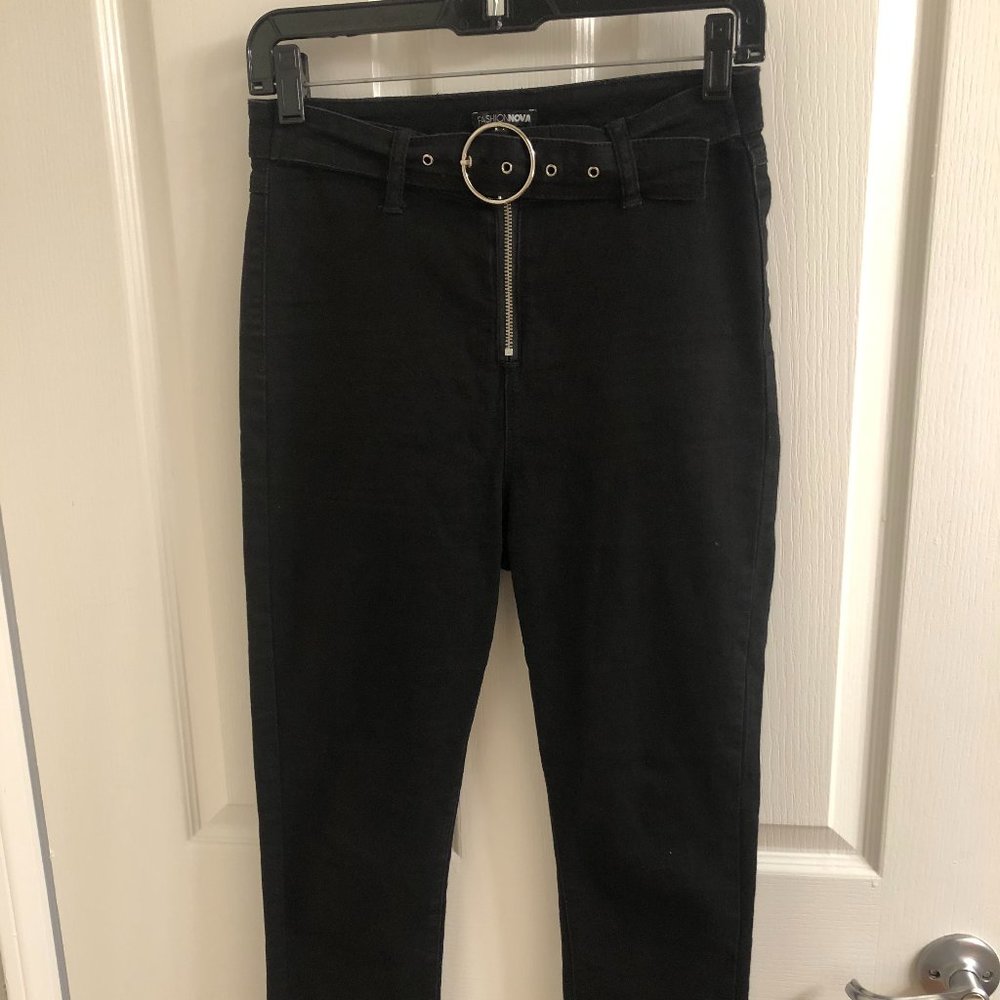 Black Jeans with O-Ring belt